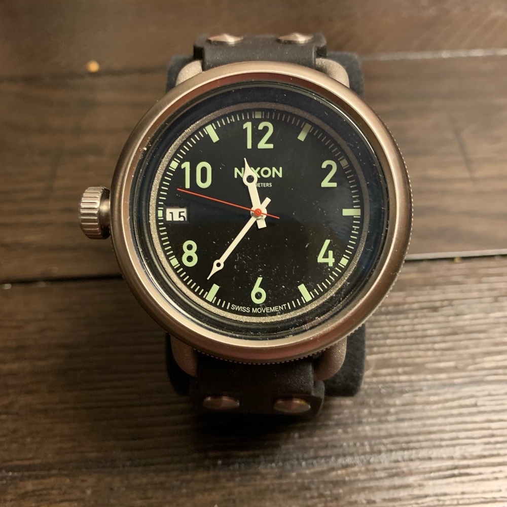 Nixon Men's A488 October Leather Strap Watch